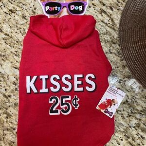 Red Dog Hoodie with Fun Sunglasses